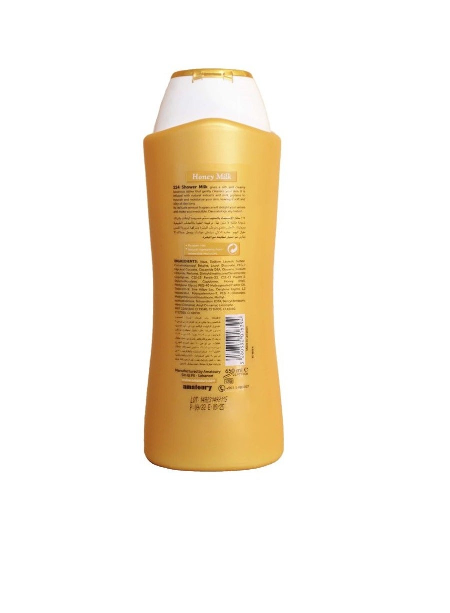 Bain Douche Honey Milk 650ML Shower Milk Paraben-Free Dermatologically Tested Shower Gel Personal Care Skin Health Caring