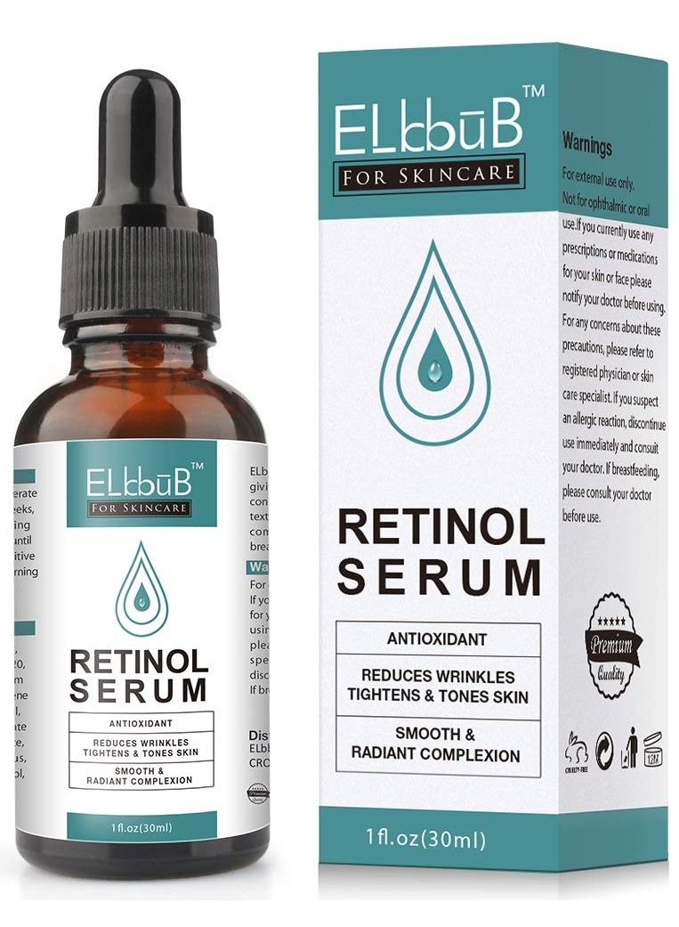 Retinol Serum for Removes Dark Circles Fade Fine Lines Anti-Wrinkle Anti-Aging Firming & Brighten Skin Retinol Arbutin Vitamin C & E Blended Retinol Serum 30ml