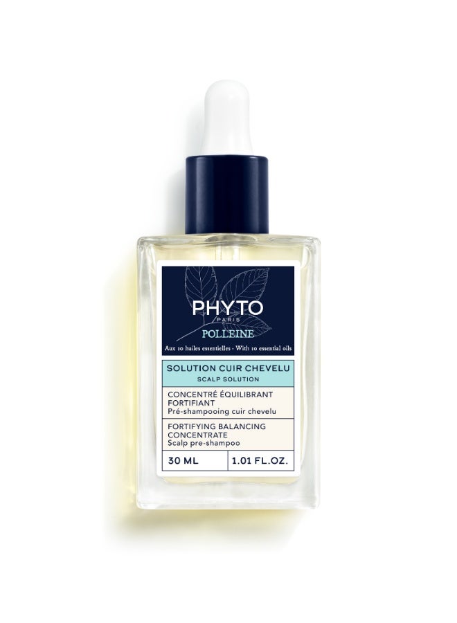Phyto Polleine Balancing Concentrate, Pre-Shampoo Scalp Treatment with 10 Essential Oils, Silicone & Sulfate-Free 30ml