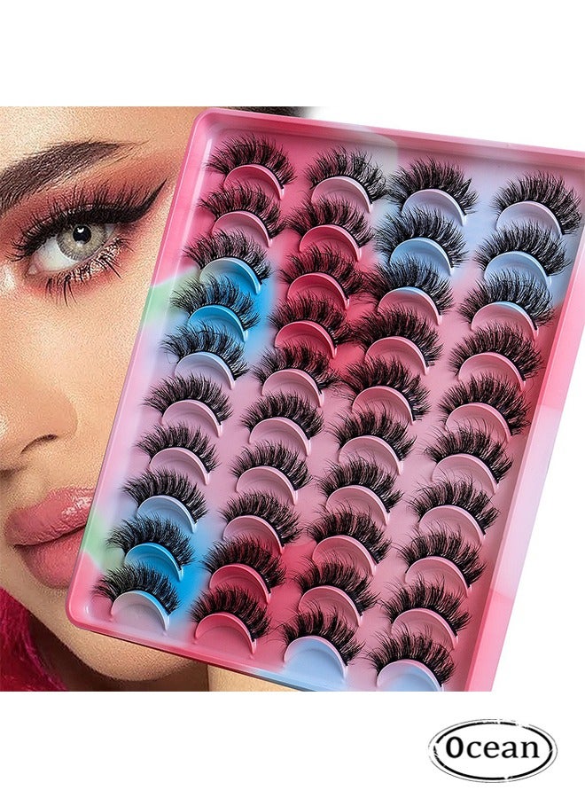 20 Pairs False Eyelashes, Imitation Mink False Eyelashes, Lightweight Natural Volume False Eyelashes Extension, Soft Curly Fake Lashes, Reusable Self Adhesive Lashes Fake Eye Lashes for Daily Wear