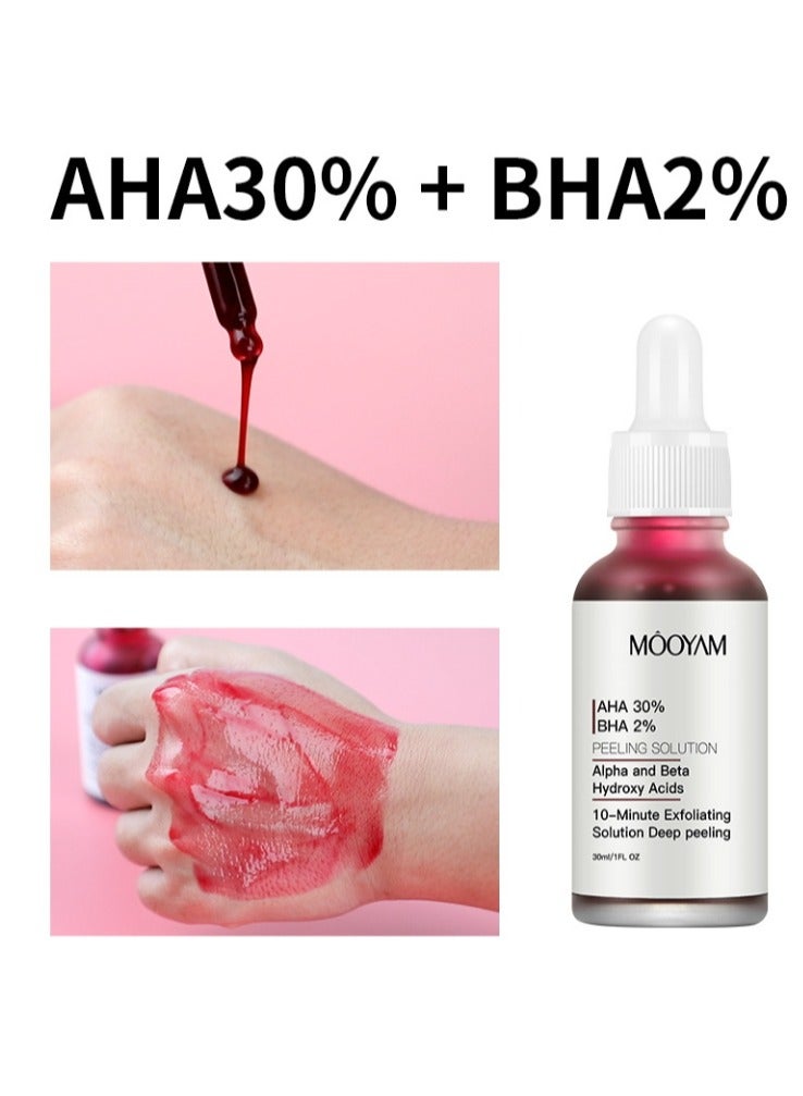 AHA 30% + BHA 2% Peeling Solution Exfoliating AHA 30% BHA 2% Peeling Solution Anti Acne Serum Chemical Peel for Face at Home BHA AHA Mask Red Peel BHA Liquid Exfoliant for Blemishes Wrinkle 30ml