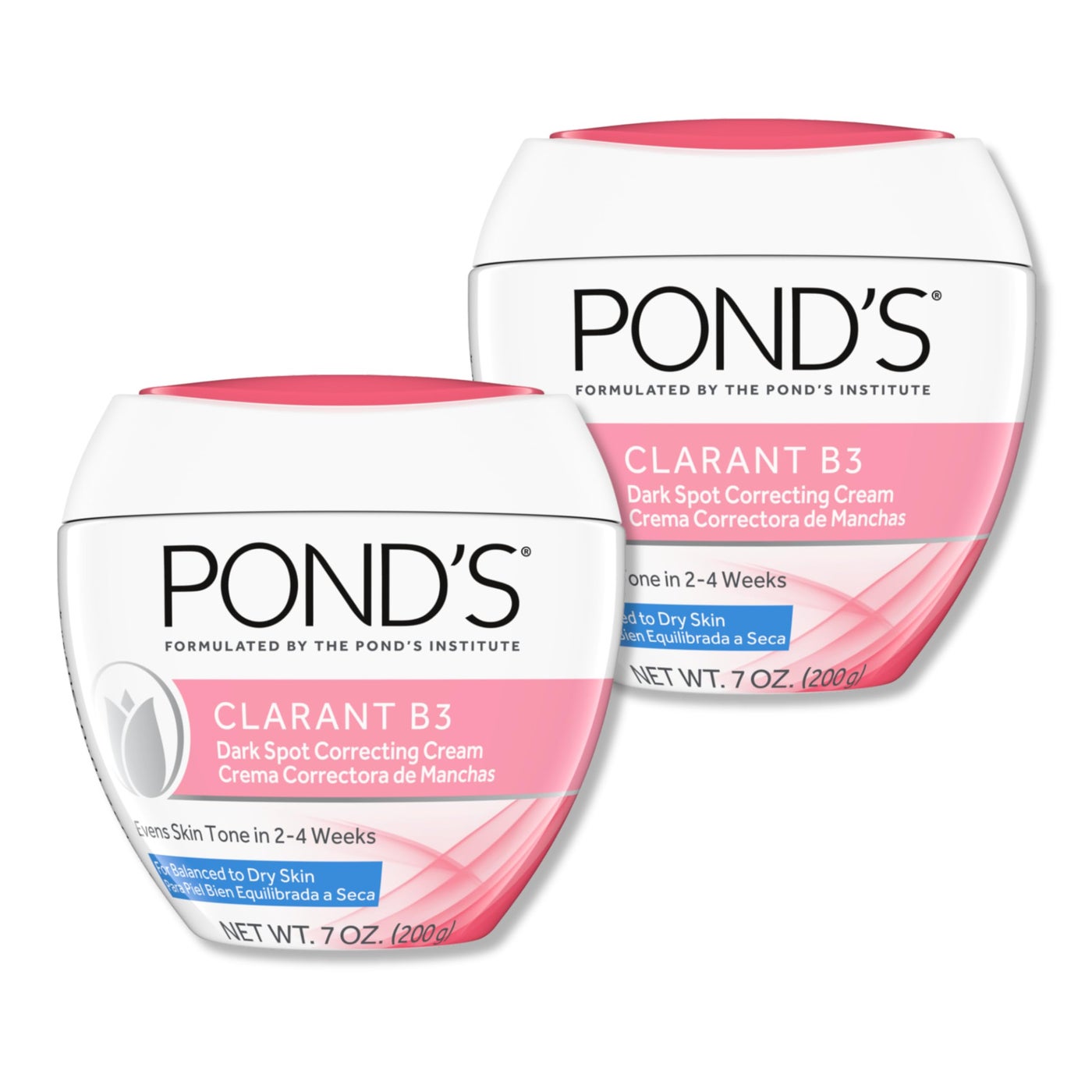 PONDâ€™S Clarant B3 Dark Spot Correcting Cream â€“ Daily Moisturizer for Dry Skin â€“ Moisturizing Face Cream with Vitamins B3 & C â€“ Dermatologist Tested, 7 oz, 2 Pack