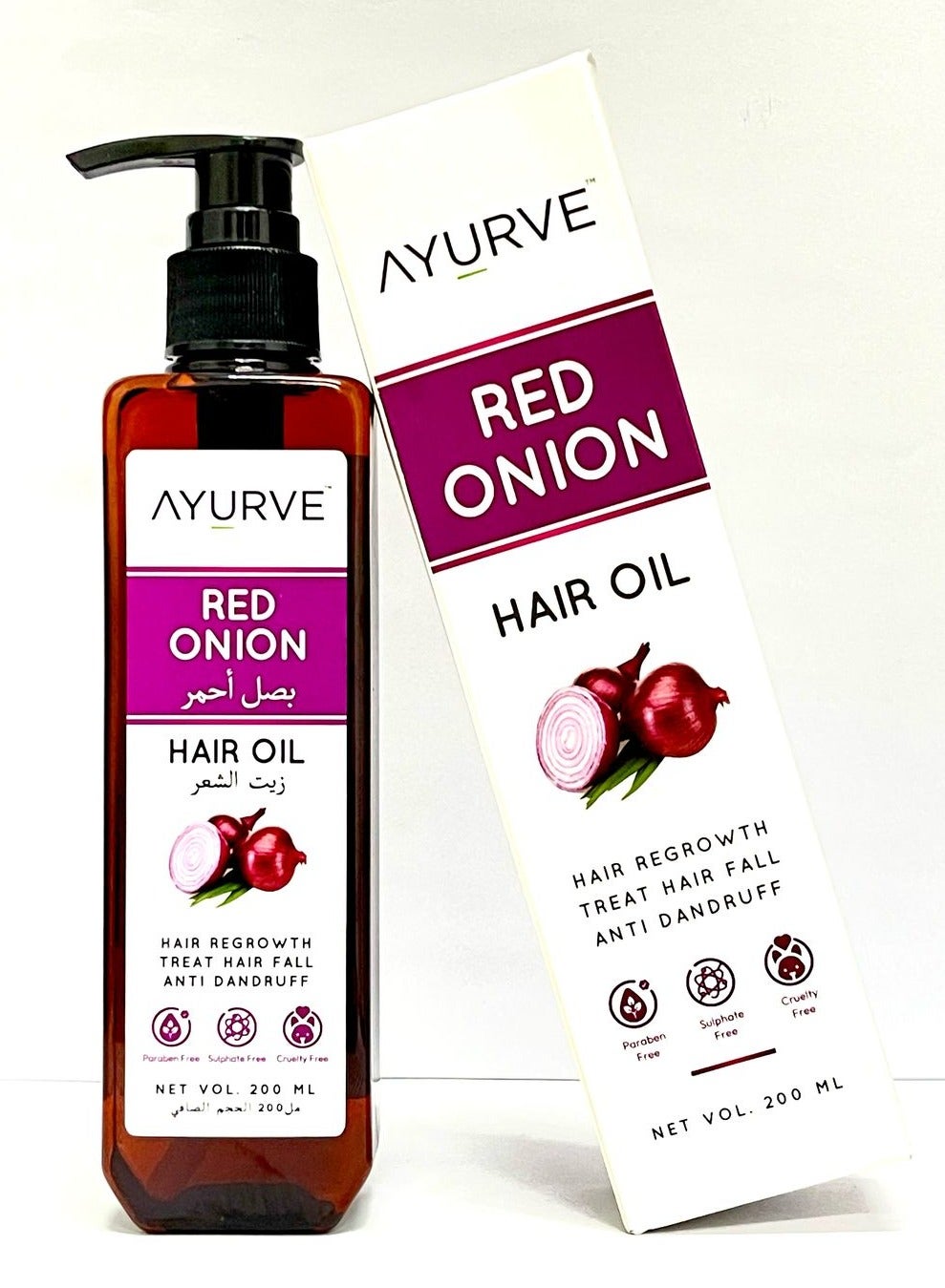 Red Onion Hair Oil 200ml – Hair Regrowth, Anti-Hair Fall & Anti-Dandruff – Sulfate & Paraben-Free