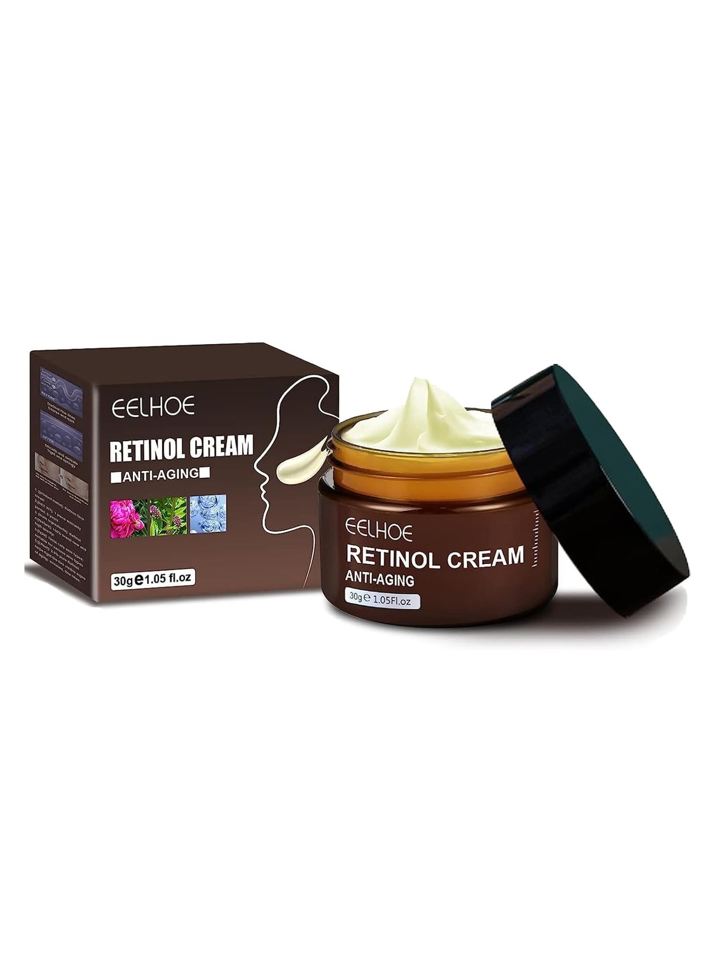 Retinol Face Cream, Retinol Anti Wrinkle Face Cream, Retinol Anti Aging Cream, Retinol Face Moisturizer, Retinol Cream With Hyaluronic Acid, Firmer And Brighter Skin Tone (30g)