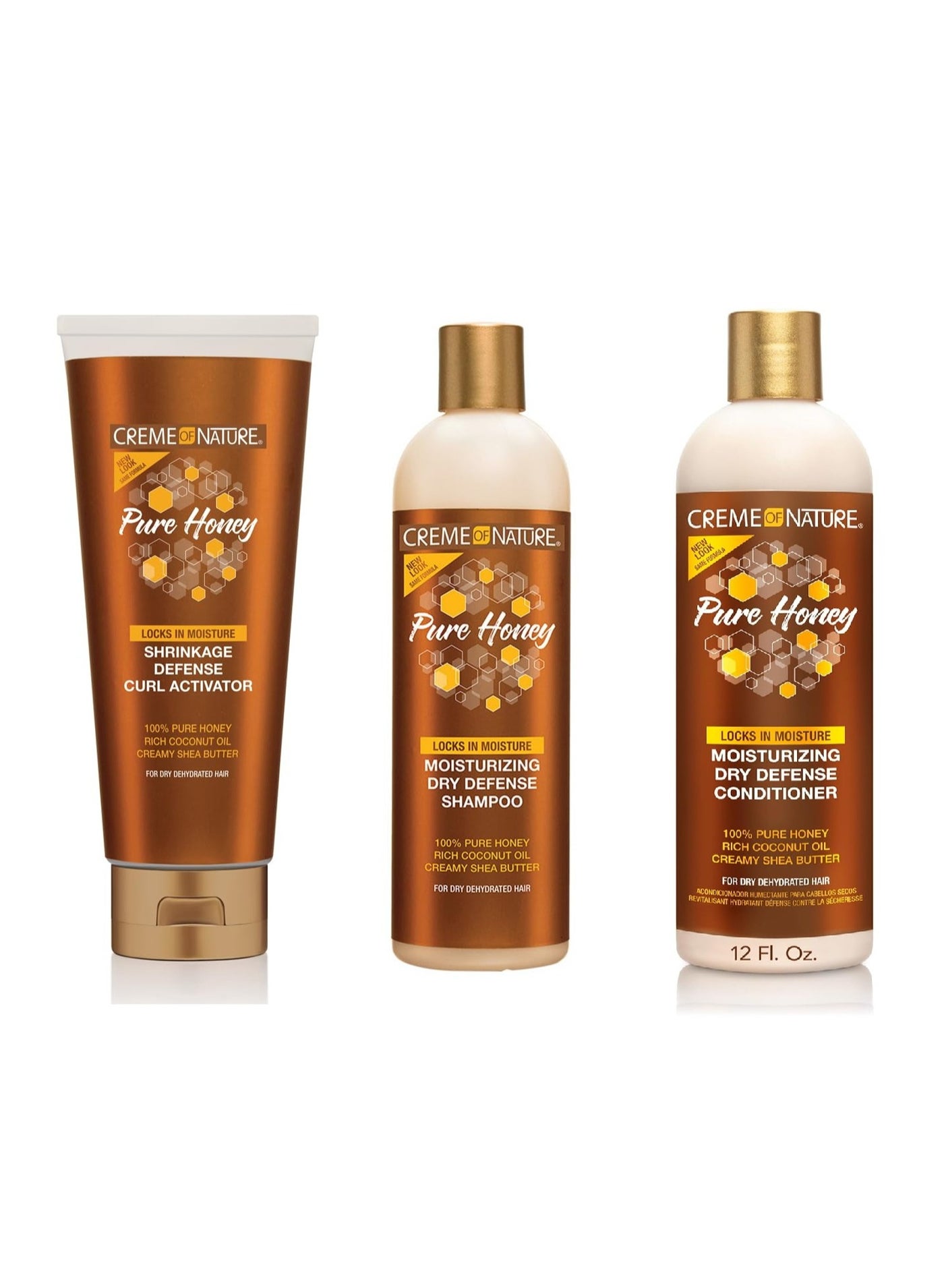 Creme of Nature Curl Activator, Pure Honey formula with Coconut Oil and Shea Butter - Dry Defense Conditioner and Shampoo for Damaged Hair