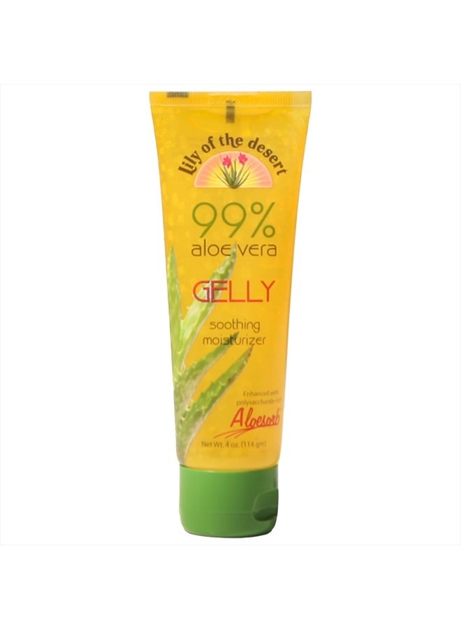 Gelly Moisturizer - 99% Organic Aloe Vera Gel for Skin, After Sun Care with Aloe, Vitamin E Oil, and Vitamin C for Sunburn Relief, 4 Fl Oz