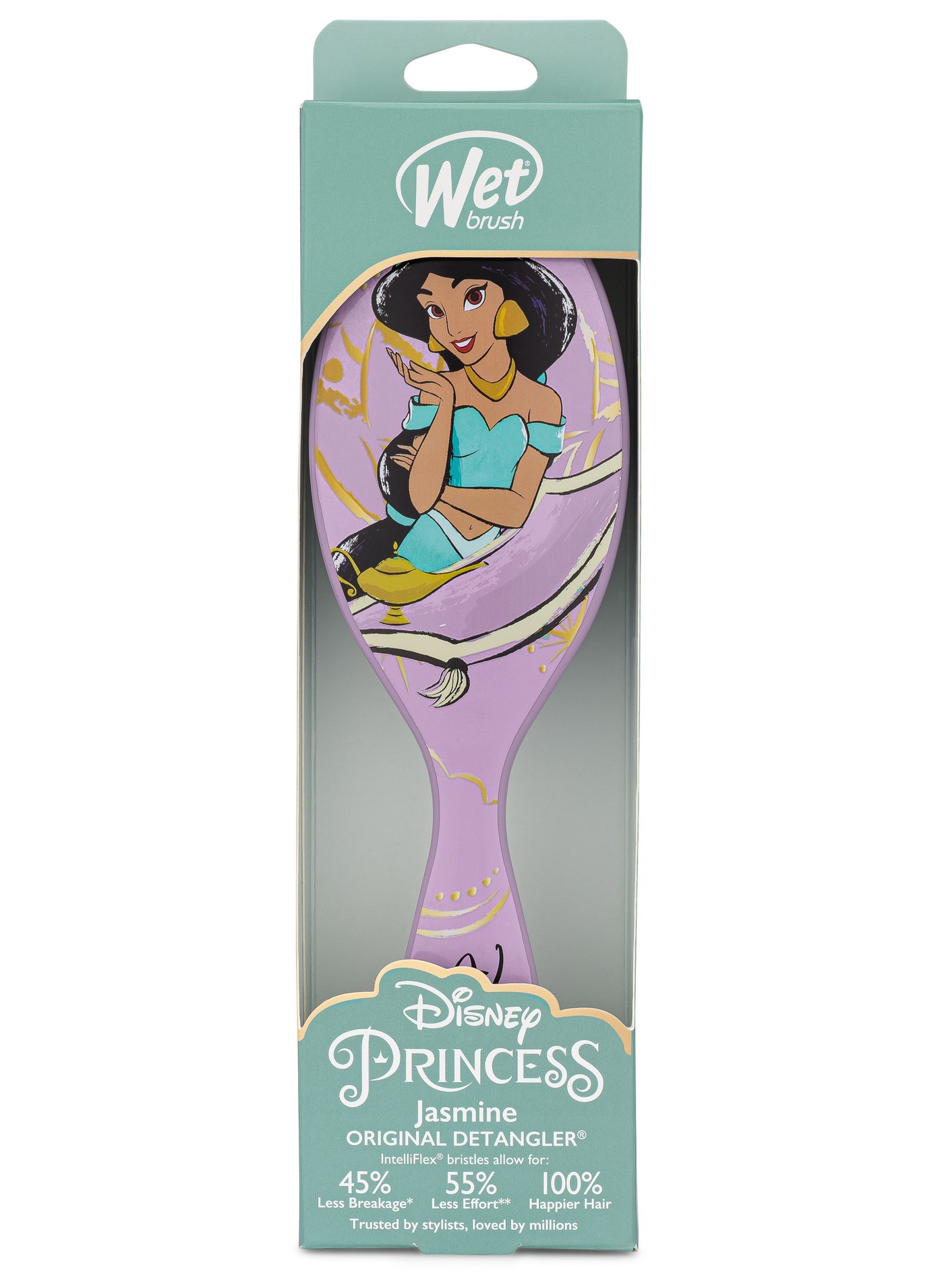 Wet Brush Disney Princess Jasmine Detangling Hair Brush – IntelliFlex Bristles for Pain-Free Detangling – Reduces Breakage & Tangles – For Wet & Dry Hair, All Hair Types