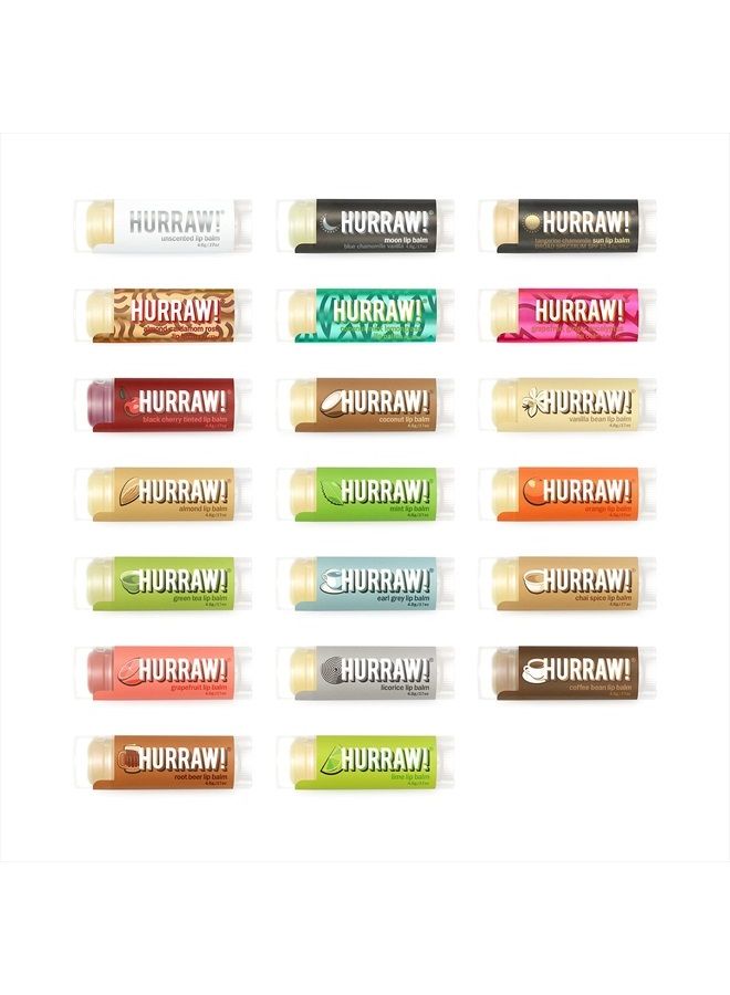 Hurraw! Lip Balms: Staff Favorites, 20 Balm Bundle Pack – Organic, Certified Vegan, Cruelty and Gluten Free. Non-GMO, 100% Natural Ingredients. Bee, Shea, Soy and Palm Free. Made in USA