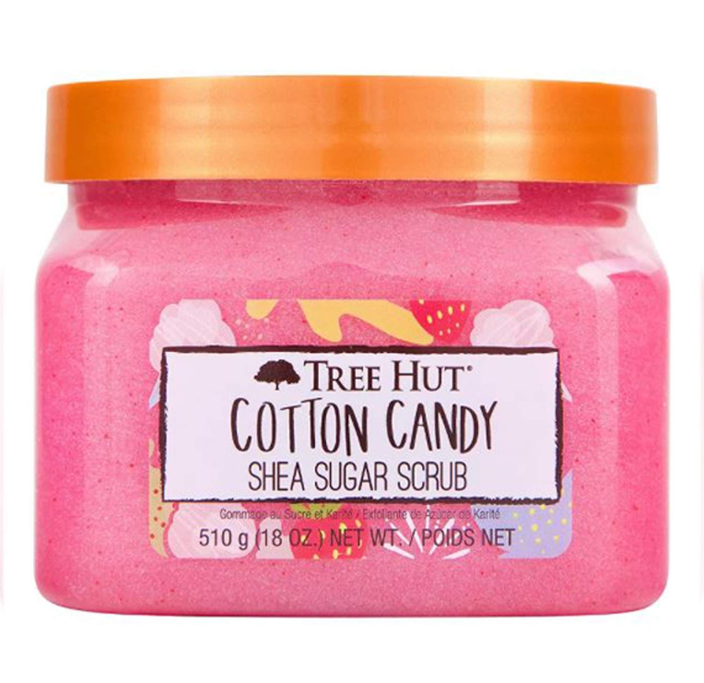Tree Hut Cotton Candy Shea Sugar Scrub 18 Oz! Formulated With Real Sugar, Certified Shea Butter And Strawberry Extract! Exfoliating Body Scrub That Leaves Skin Feeling Soft And Smooth! (Cotton Candy)