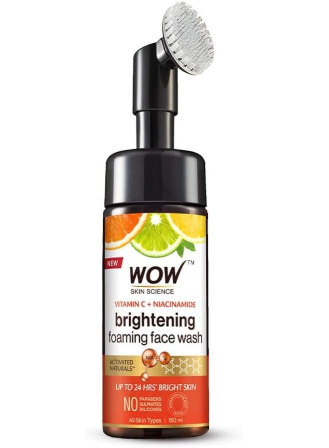 Brightening Vitamin C Foaming Face Wash With Built In Face Brush For Deep Cleansing, 150 Ml