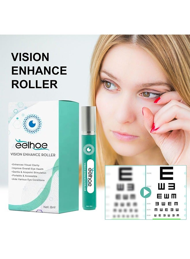 Vision Enhance Roller, Eye Roller to Enhances Visual Clarity, Natural Vision Enhancer Roller, Relieve Eye Strain, Fatigue, and Discomfort 8 ml