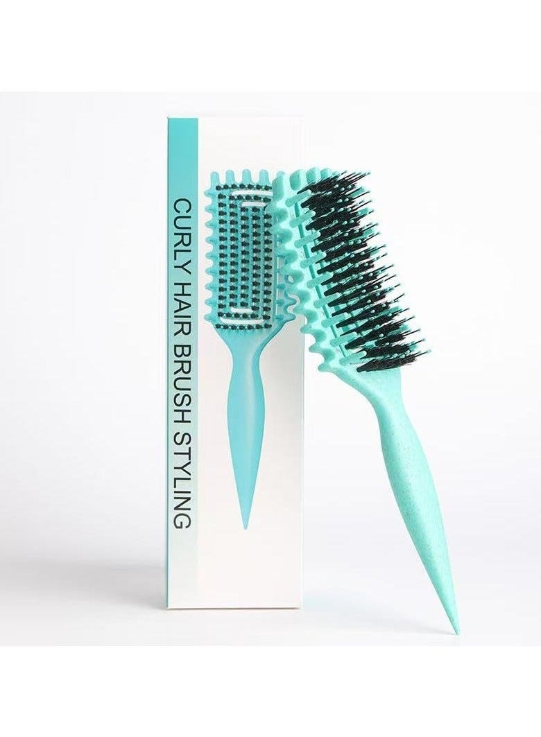 Curly Hair Brush Defining, Vented Curl Defining Brush for Effortlessly Detangling Shaping and Styling Women's Men's Curls on All Wet or Dry Hair Types, Reduces Frizz (Green)