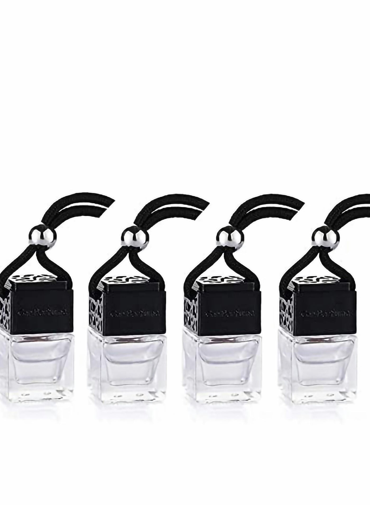4Pcs Car Hanging Type Perfume Empty Glass Bottle Essential Oil Diffuser Air Freshener Gadget Mini Jewelry Pendant 10 ml, Black