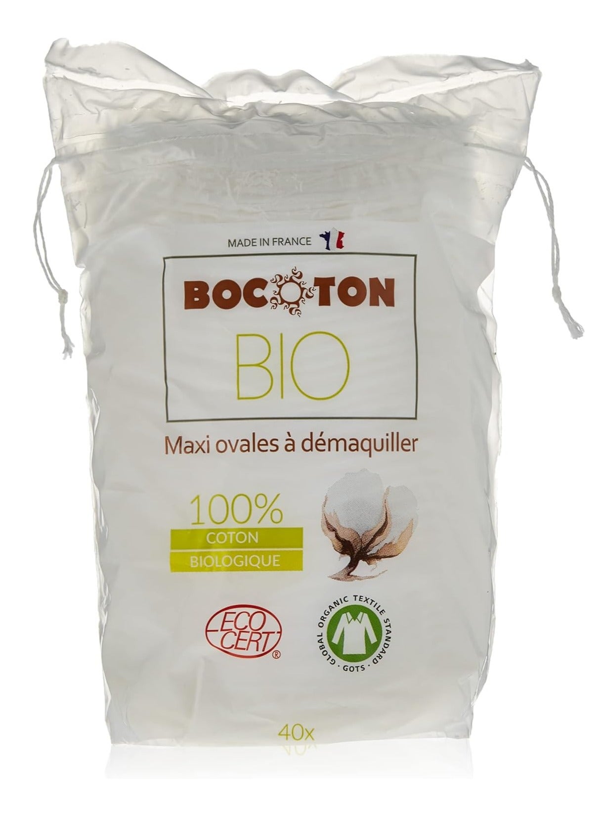 Bocoton 100% organic bio cotton pads maxi oval for makeup 40s
