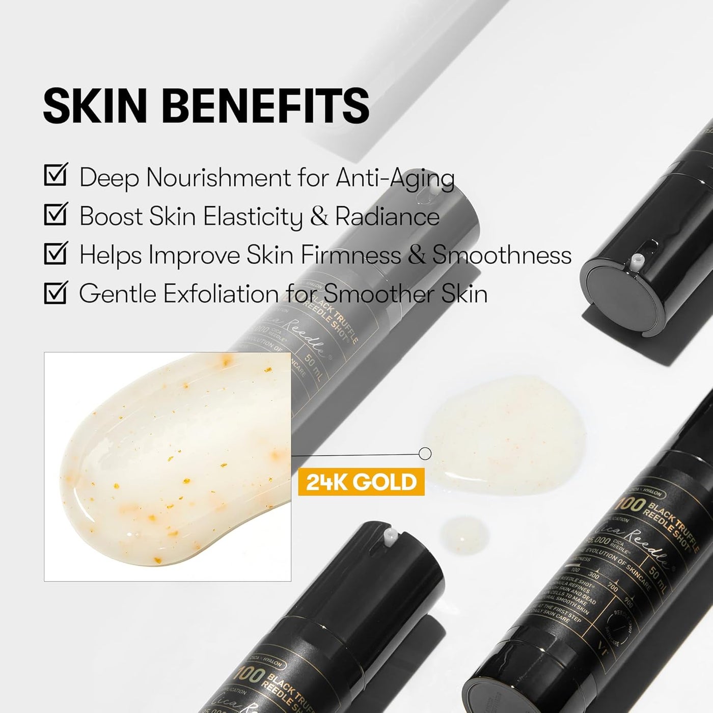 Black Truffle Reedle Shot 100, Premium Spicule Microneedling Serum with 24K Gold for Skin Elasticity, Deep Nourishment, Exfoliation & Smooth Glass Skin, Korean Skincare, 1.69 fl oz - image 5