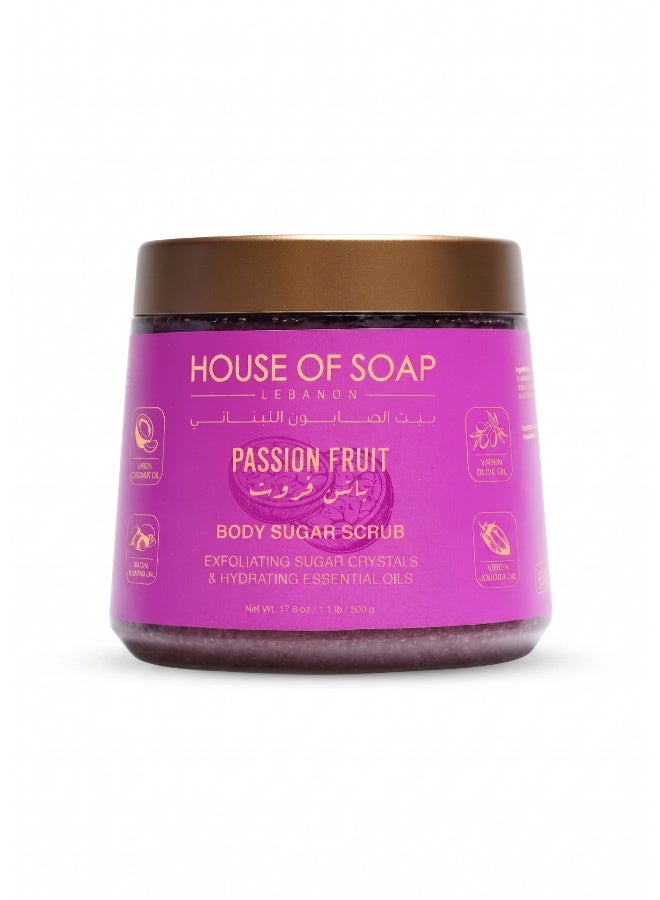 Passion Fruit Body Sugar Scrub Exfoliating & Moisturizing Skincare Treatment for Soft Smooth Glowing Skin – 500g