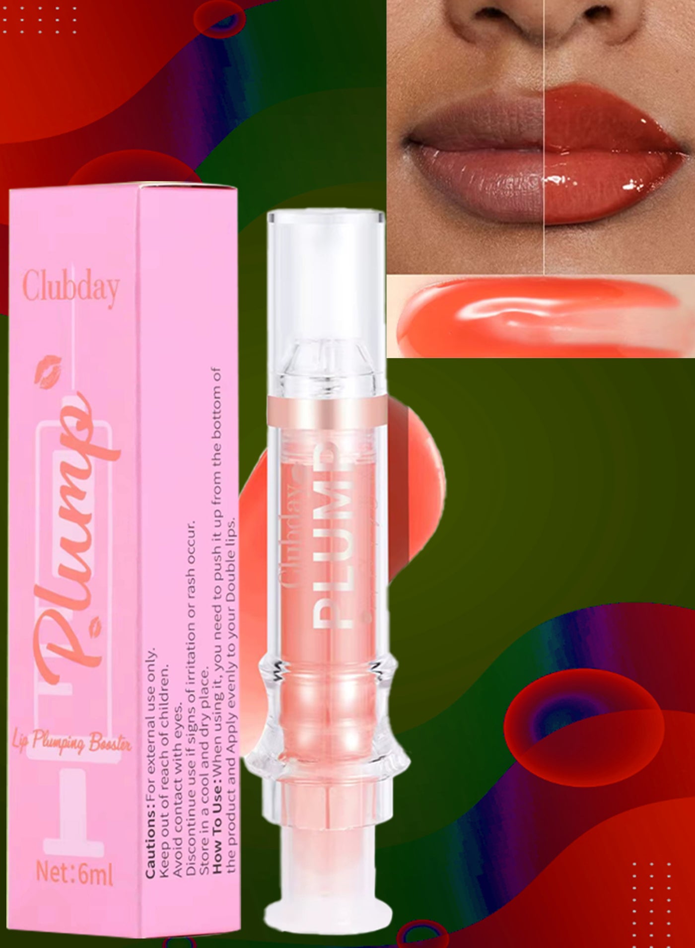 Lip Plumping Booster Moisturizing Hydrating Volumizes Nourishing Plump and Pout Lip Plumper Glossy Finish Fuller Natural Lip Makeup Mild Spicy Lip Plumper Lip Gloss Glossy Lipstick 6ml 04