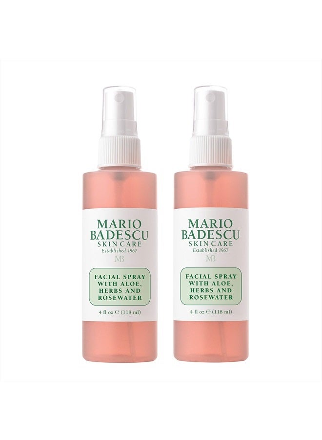 Facial Spray with Aloe, Herbs and Rose Water for All Skin Types, Face Mist that Hydrates, Rejuvenates & Clarifies, 4 FL OZ(Pack of 2)