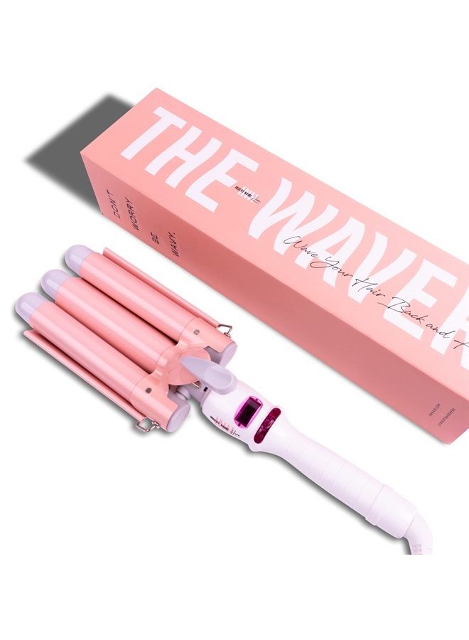 Hair Waver Curling Iron | 3 Barrel Ceramic Curler Wand for Beach Waves, Digital Temperature Control, Rotating Cord, Thick and Long Hair - 25mm | Insert Name Here Waver