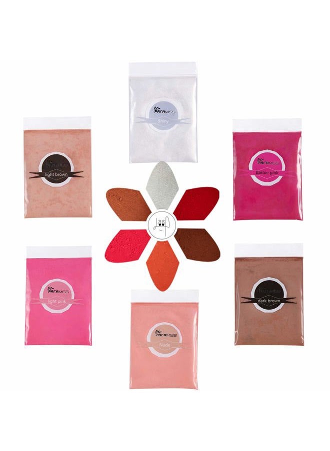 Lip Gloss Pigment Powder Natural Lip Dye 5 Colors x 10G and White Metallic Shimmer Pearl Glitter Pigment Powder for Lip Gloss Lipstick Eyeshadow Cosmetic Grade Lip Gloss Color Pigment