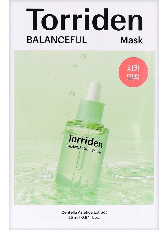 Balanceful Cica Facial Sheet Mask – Soothing Hydrating Vegan Korean Face Mask For Sensitive Skin 1 Sheet X 25Ml