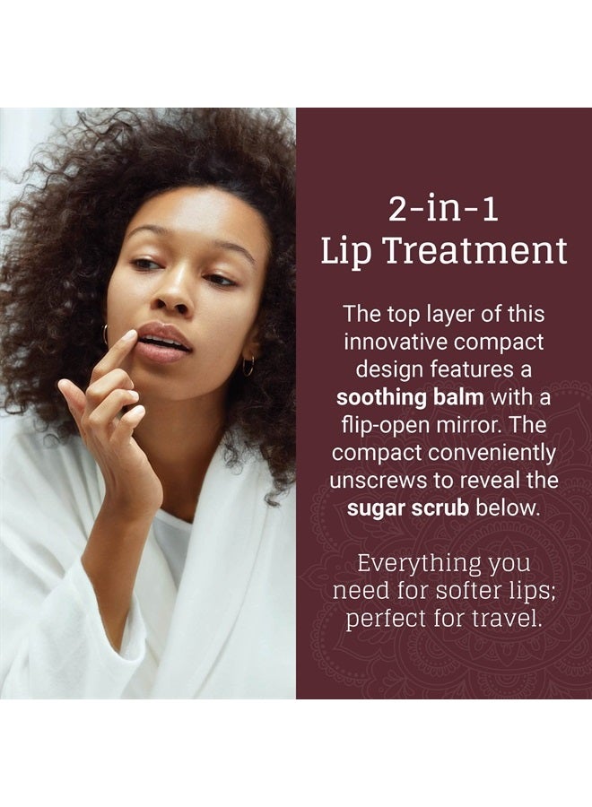 Two-In-One Lip Treatment/Sugar Scrub Exfoliates and Softens Lips/Balm with Marula and Mango Moisturizes and Nourishes / .07oz