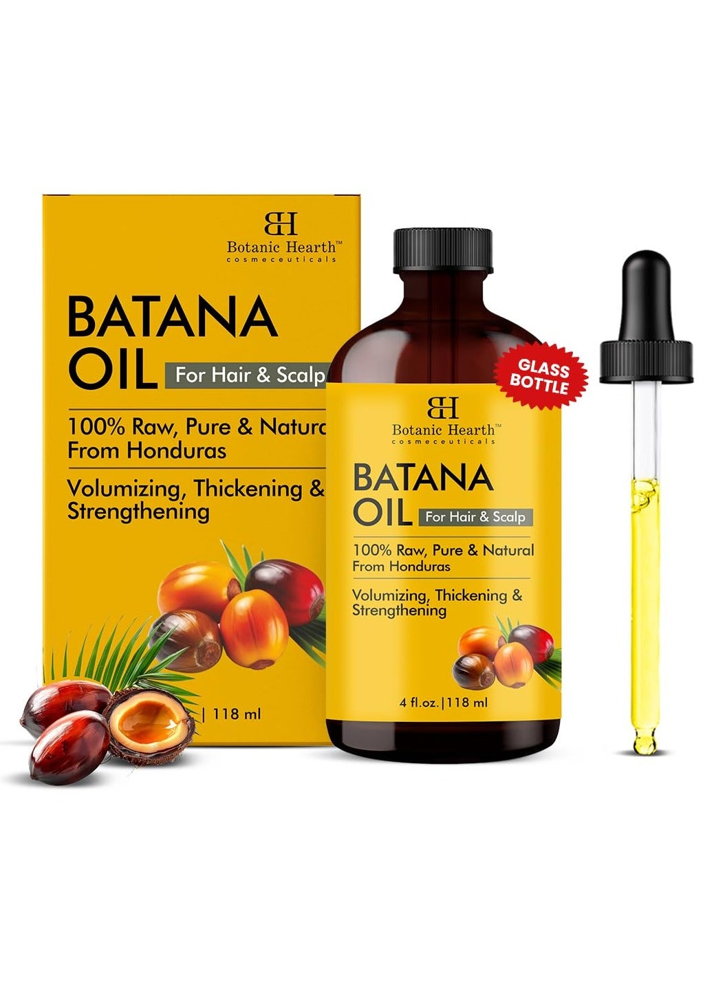 Raw Batana Oil for Hair Growth | 100% Pure & Unrefined Oil from Honduras | For Thicker, Stronger Hair - 118 ml