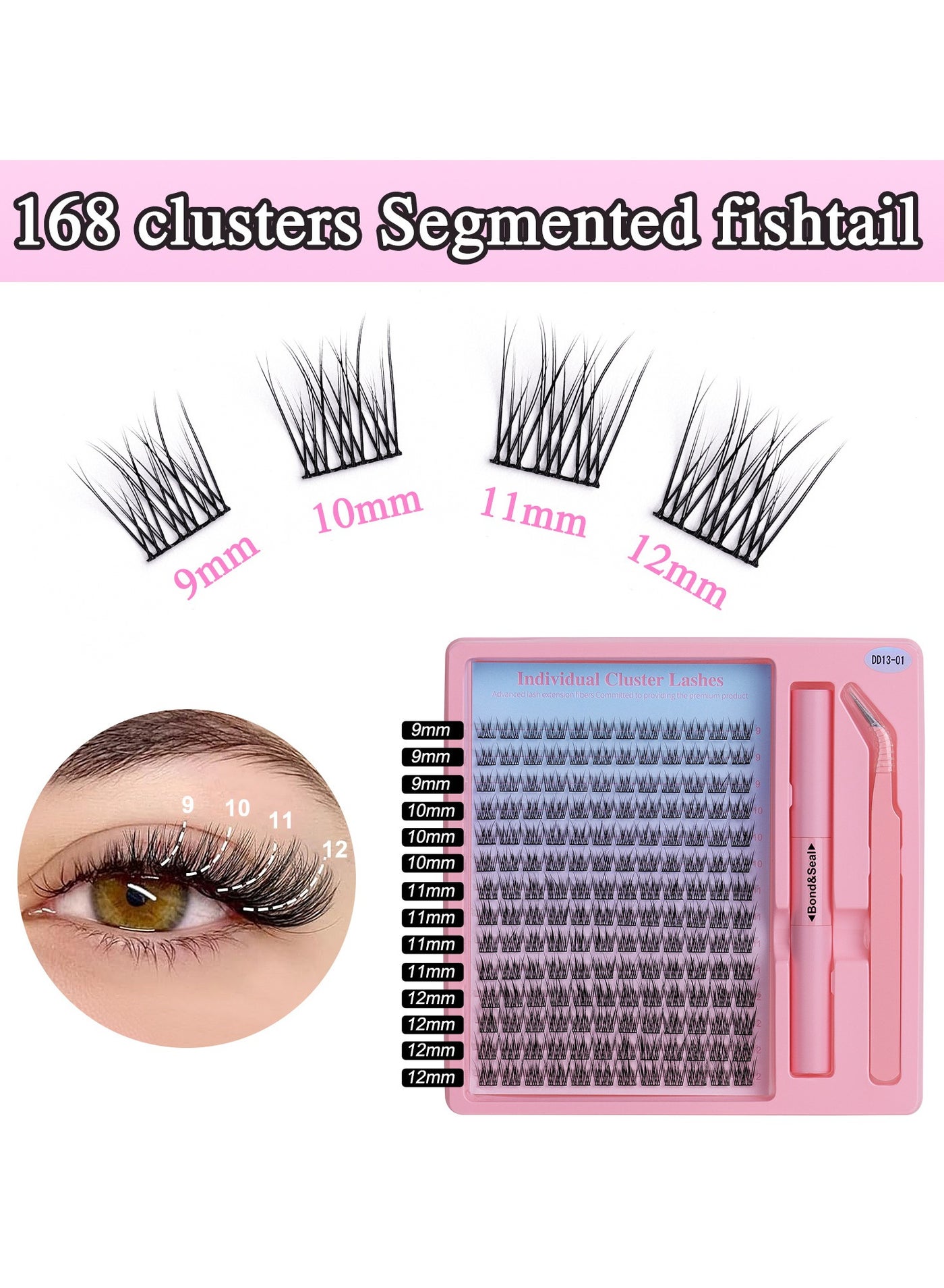 168 PCS False eyelashes set single cluster large capacity thick eyelashes set segmented hot melt eyelashes