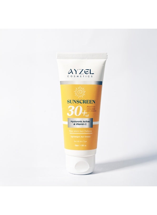 Daily Defence SUN SCREEN SPF 30+ PA+++ for Broad Spectrum UVA/UVB | Collagen-Boosting Face Moisturizer with No-White Cast, Non Greasy 50gm