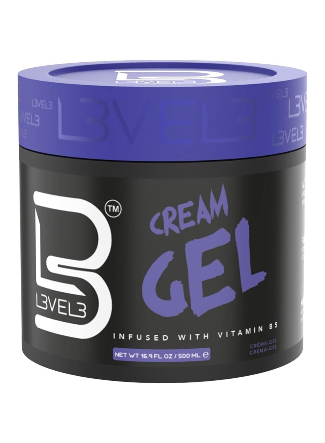 L3 Level 3 Cream Gel - Provides Volume and Medium Hold - With Vitamins to Nourish and Protect Hair Level Three Mens Hair Styling Cream 500ml