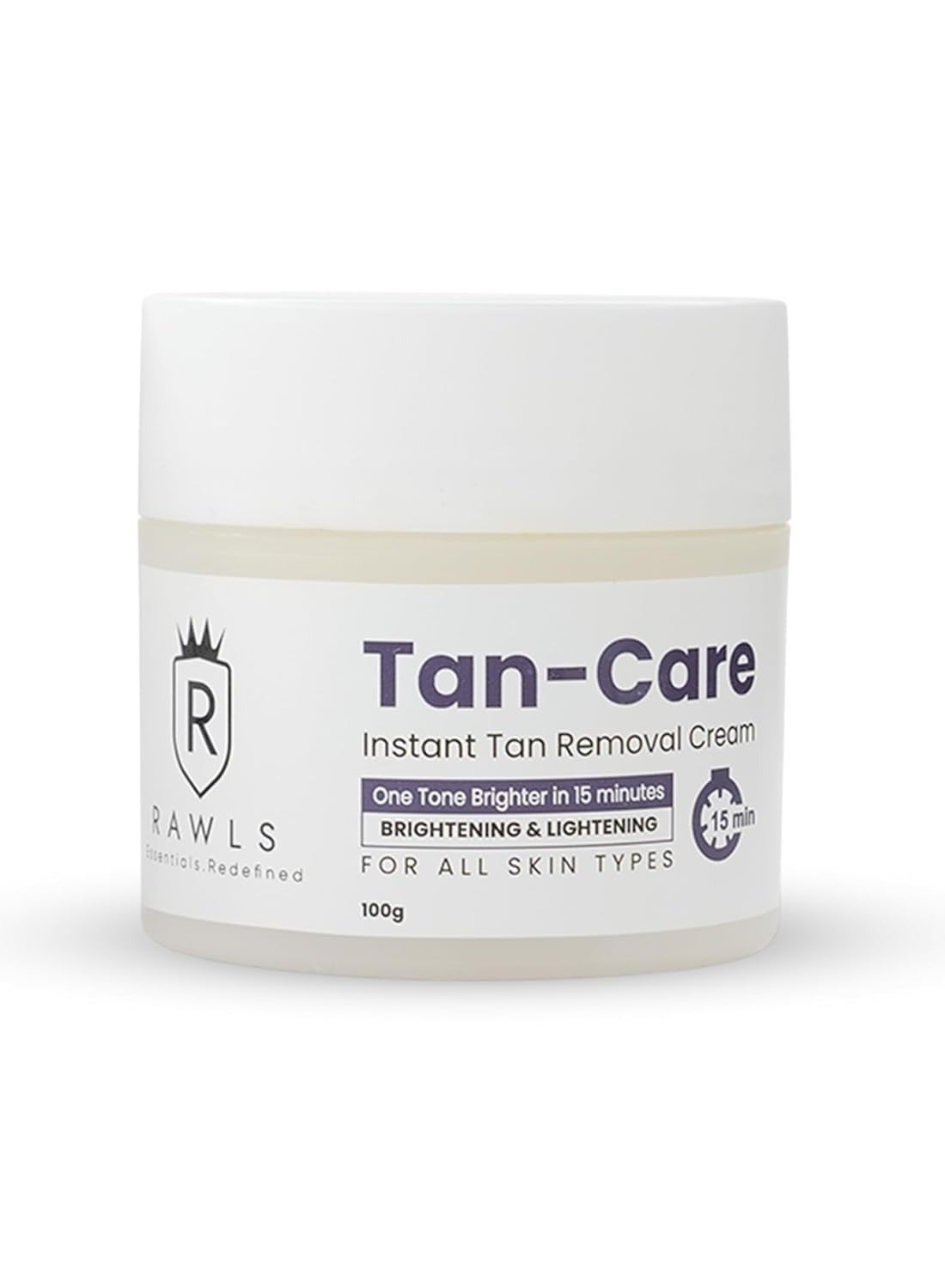 Rawls Tan Care Cream for Instant Tan Removal in 15 min & helps to restore radiant glow ,Enriched with coconut & carrot seed oil, and olive oil for All Skin types - 100 ml