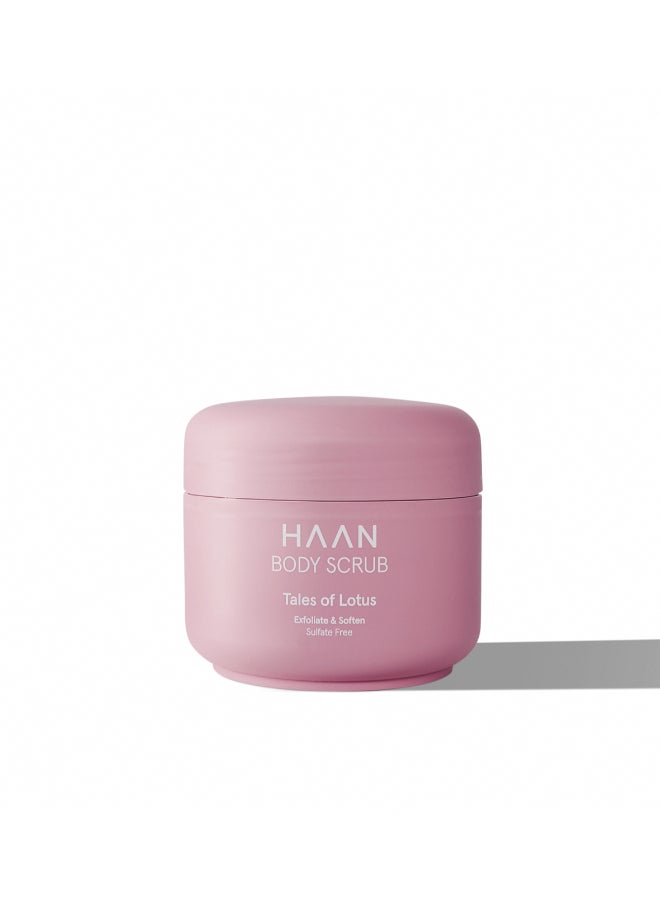 Haan Body Scrub Tales Of Lotus 200ml – Smoothing Polish for Sensitive Skin, Walnut Shell & Lotus, Gentle Treatment for Dry Patch Relief 200ml