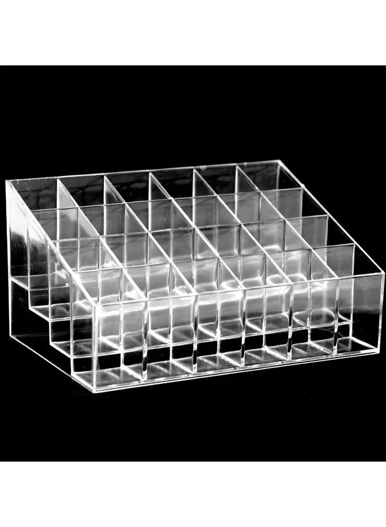 Transparent Cosmetic Makeup Organizer Cleaar 24 Lattices Lipsticks Cosmetics Lotion Makeup Organizer Storage Display Holder Stand 1 pc