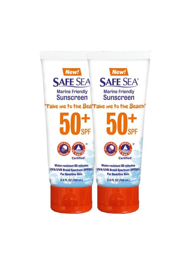 Anti-Jellyfish Sting Protective Lotion - Sunscreen - Sunblock - Sea Lice - Jelly Fish - 50SPF Adults (Tube 3.4 oz 2 pack)
