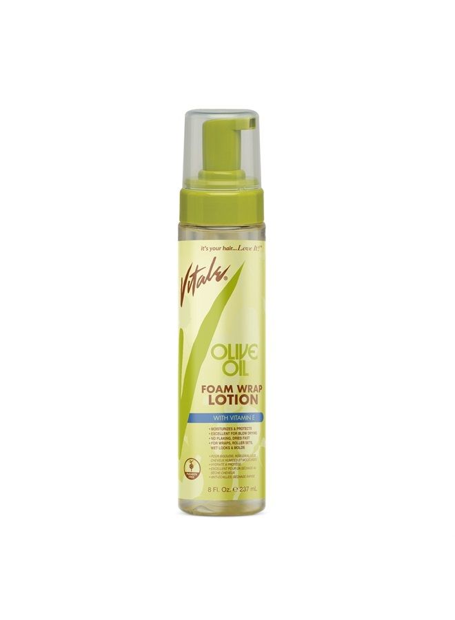 Olive Oil Foam Wrap Hair Lotion, 8 fl oz - Flake-Free Anti-Breakage Styling - for Men & Women - Safe for Color Treated Scalp - Moisturize for All Hair Types