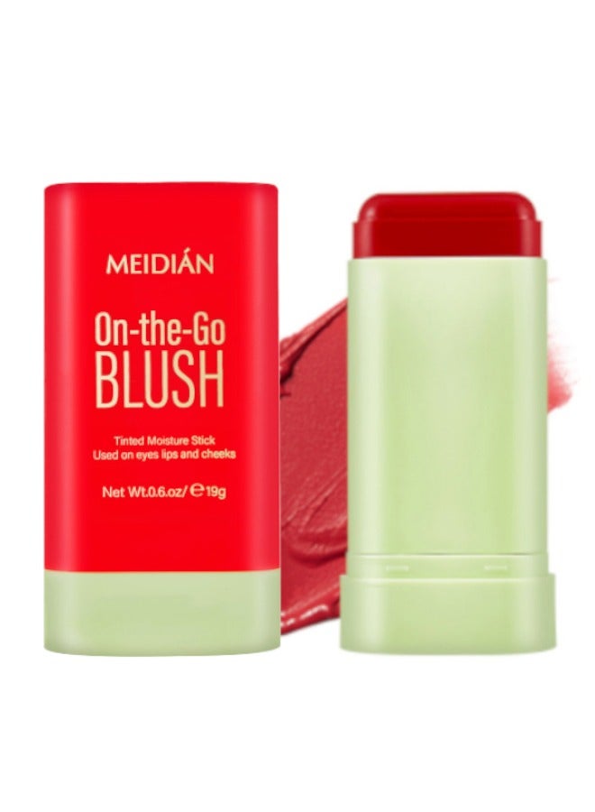 On-the Go Blush,Nude Cream Blush For Cheeks Face Blushes Stick Palette Bronzer Highlighter Shape Contour Moisturizing And Breathable Matte Long-wearing Waterproof Red