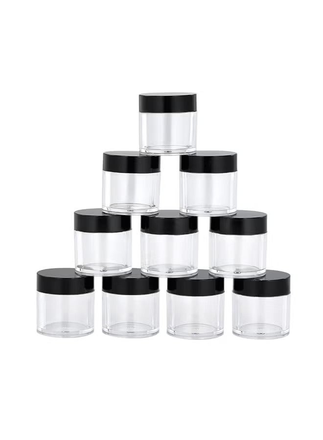 10-Piece Nail Art Plastic Storage Jar Black/Clear