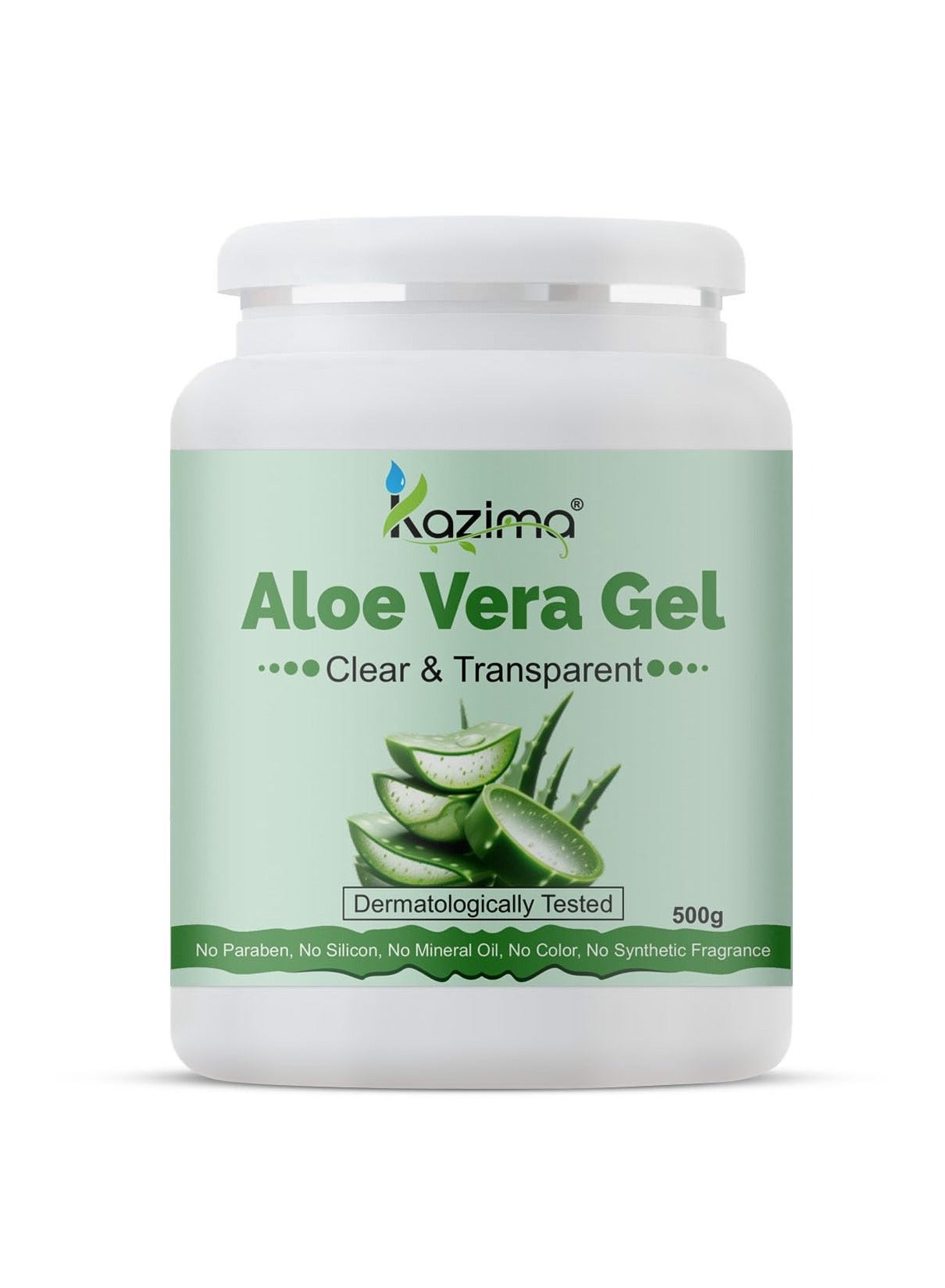 KAZIMA Pure Aloe Vera Gel for Skin and Hair, 500gm | Hydrates, Moisturizes & Soothes Irritated Skin | Pure & Natural Aloe Vera Gel for Face, Acne, Scars, Dark Circles & Sunburn