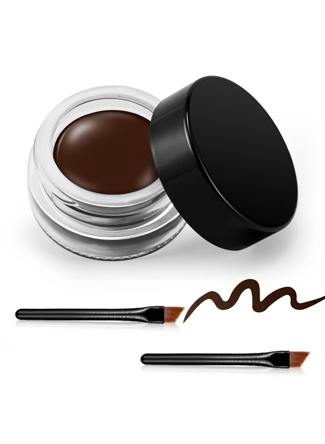 Brown Gel Eyeliner, Waterproof Long Lasting Cream Eyeliner Gel, High-Intensity Pigments Smudge-Proof Eye Liner Makeup, Water-Resistant Eyeliner with 2PCS Eyeliner Brushes 06# Brown