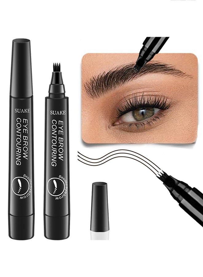 Tint My 4-Tip Brow Eye Color Four Fork Water Eyebrow Pen，Suake Eyebrow Contouring Pen, Suake Magical Precise Waterproof Brow Pen, Easy To Shape, Waterproof and Smudge-Proof Creates Natural #Natural black