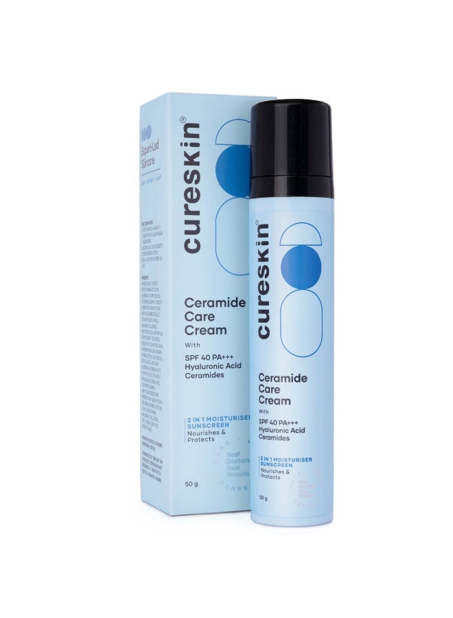 Cureskin Ceramide Moisturiser SPF 40 PA+++ Skin Barrier Repair Face Moisturizer for Men and Women | Hyaluronic Acid Moisturizer for Face | Anti Aging Cream for Women and Men