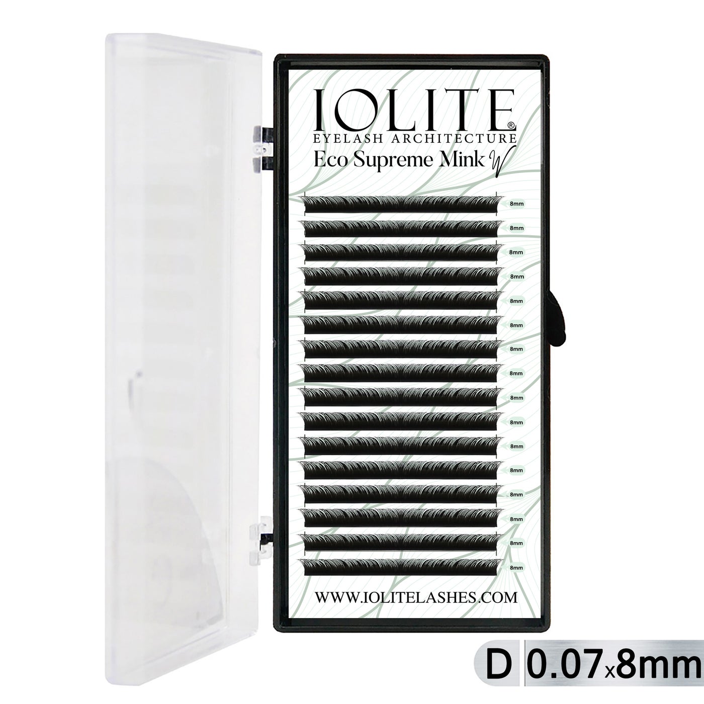 Iolite Eco Supreme Mink W Lash Extensions D Curl (0.7T Mix, 6mm–15mm) – Mink W Volume Lashes for Professional Lash Artists & Salons ISMWD7T - 8MM