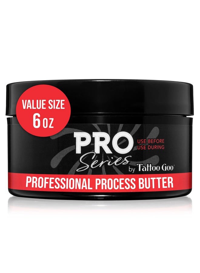 Pro Series Professional Process Butter, Vegan Tattoo Butter with with Olive Oil, Shea Butter, and Beeswax - Petroleum and Lanolin-Free Tattoo Aftercare - 6 oz