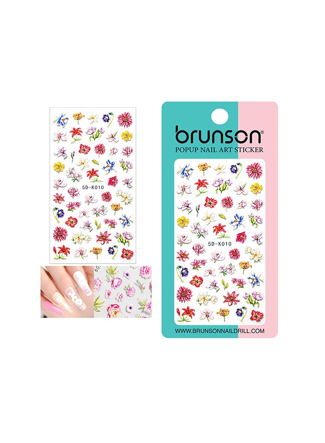 5D Flower Decals Exquisite Self Adhesive Nail Art Decoration Stickers 5D-k010