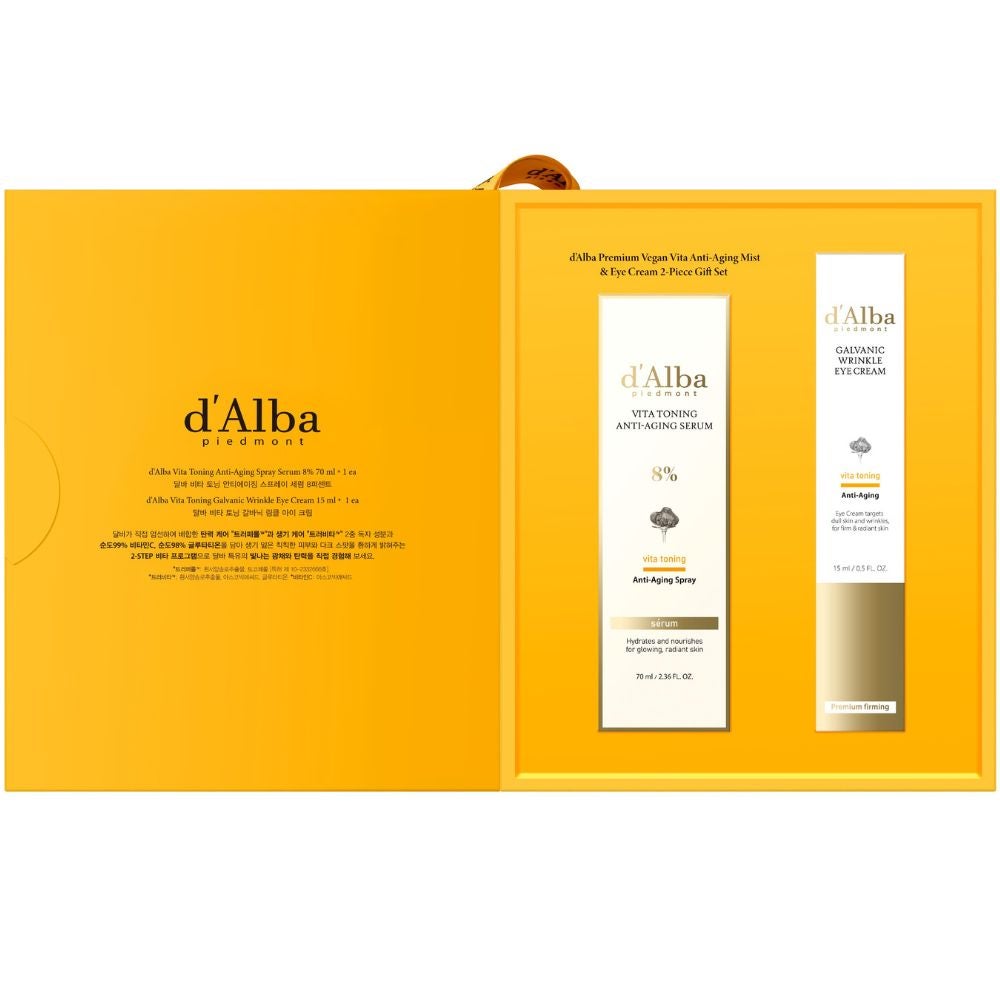 Premium Vegan Vita Anti-Aging Mist & Eye Cream 2-Piece Gift Set
- Vita Toning Galvanic Wrinkle Eye Cream 15ml
- Vita Toning Anti-Aging Spray Serum 8% 70ml - image 3