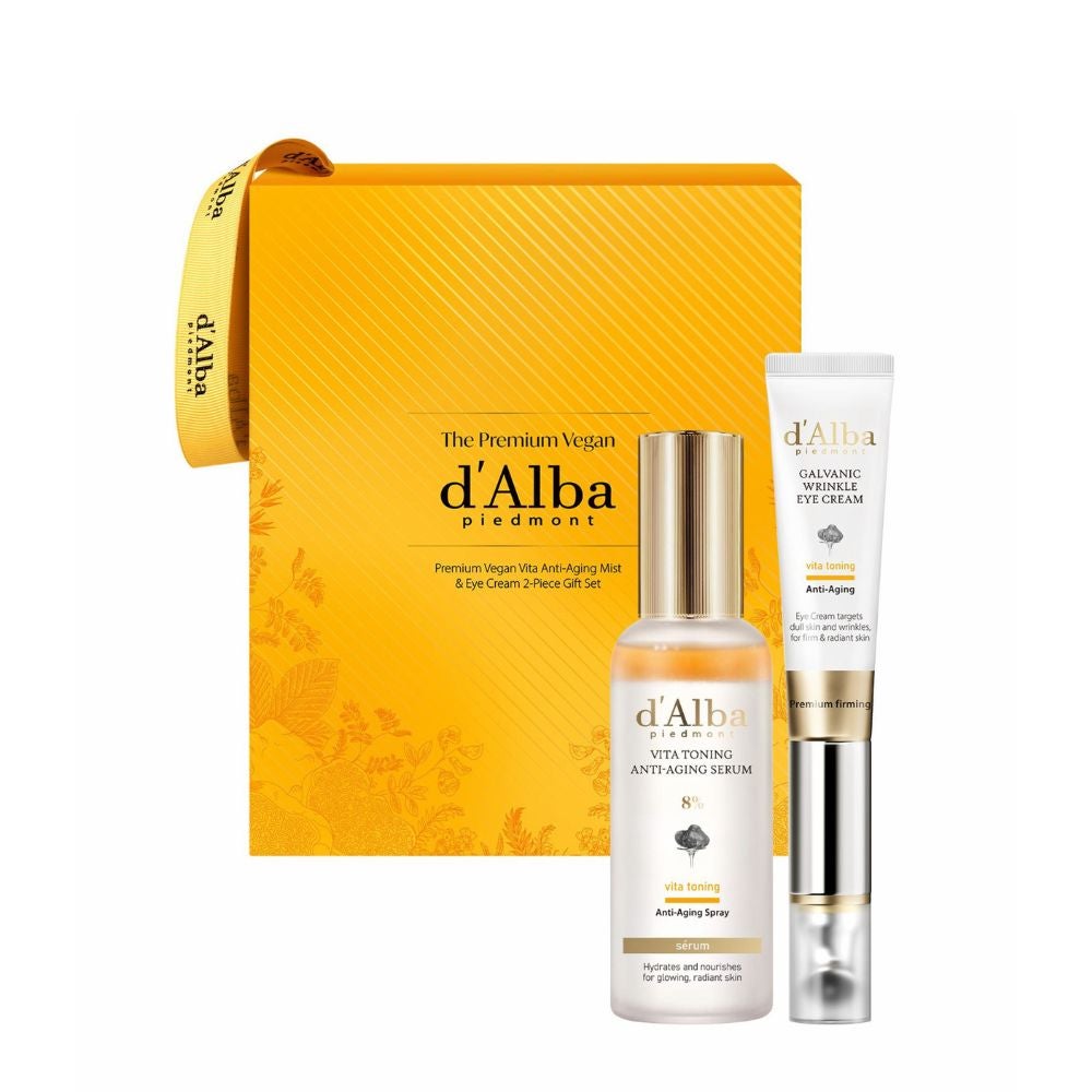 Premium Vegan Vita Anti-Aging Mist & Eye Cream 2-Piece Gift Set
- Vita Toning Galvanic Wrinkle Eye Cream 15ml
- Vita Toning Anti-Aging Spray Serum 8% 70ml