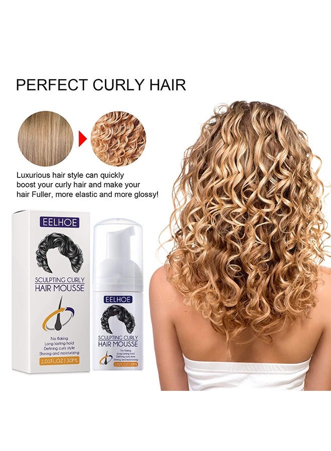 Sculpting Curly Hair Mousse, Long Lasting Curls Defining Essence, Hydrating Nourishing Sculpting Hair Curling Mousse, Moisturizing No Flaking Curly Hair Repair Essence For Repair Damaged Roots