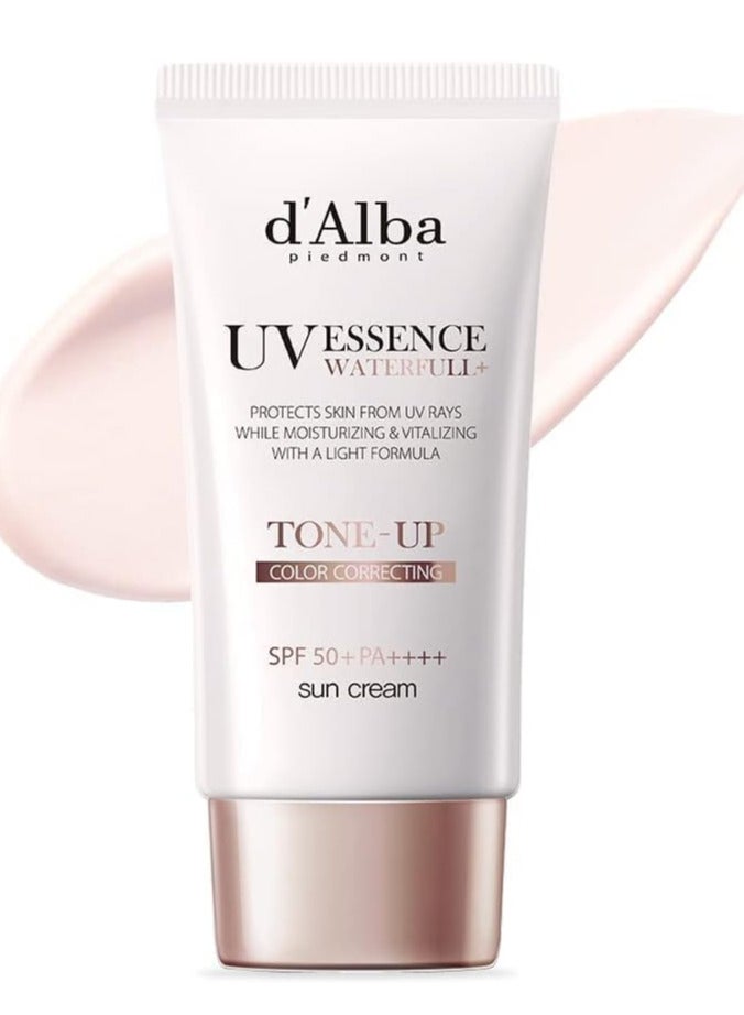 White Truffle Waterfull Tone-up Sunscreen, Pure and Vegan Hybrid Pink Tinted Moisturizer, Glow and Brightening Sunscreen, Gentle and Safe Use Sunscreen