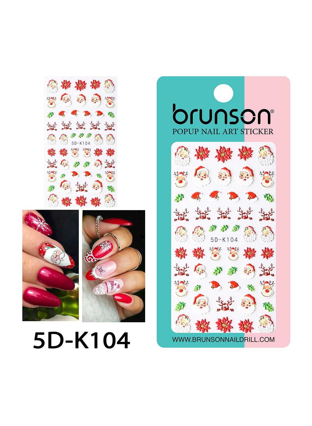 Christmas Nail Art Stickers Snowflake Nail Decals 5D Stereoscopic Embossed Santa Claus Snowman