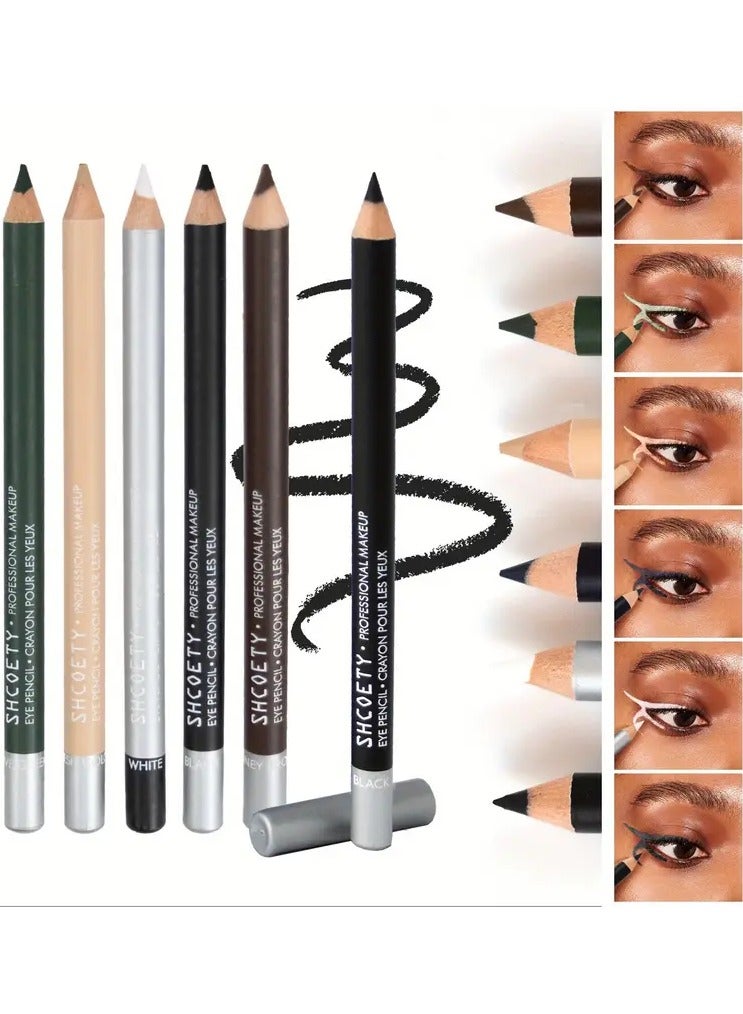 6 PCS Natural Waterproof Eyeliner, Long-lasting Sweat-proof and Hard-to-Remove Makeup, Sleeping Silkworm Pen